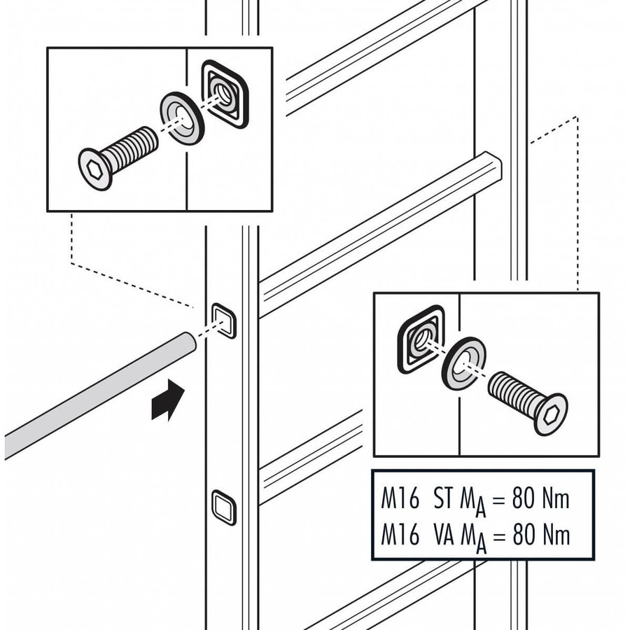 Hailo Professional Sprossen-Reparaturset Leiternaußenbreite 490 mm