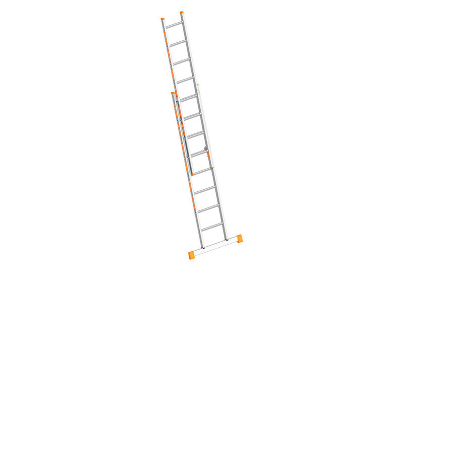 Layher Schiebeleiter TOPIC 8 Sprossen, Aluminiumleiter 2x8 Sprossen, zweiteilig, ausziehbar, Länge 4.05 m
