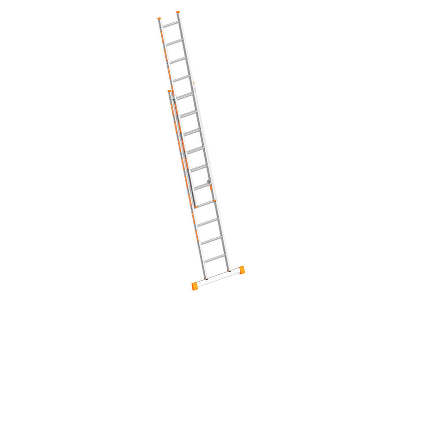 Layher Schiebeleiter TOPIC 10 Sprossen, Aluminiumleiter 2x10 Sprossen, zweiteilig, ausziehbar, Länge 5.15 m