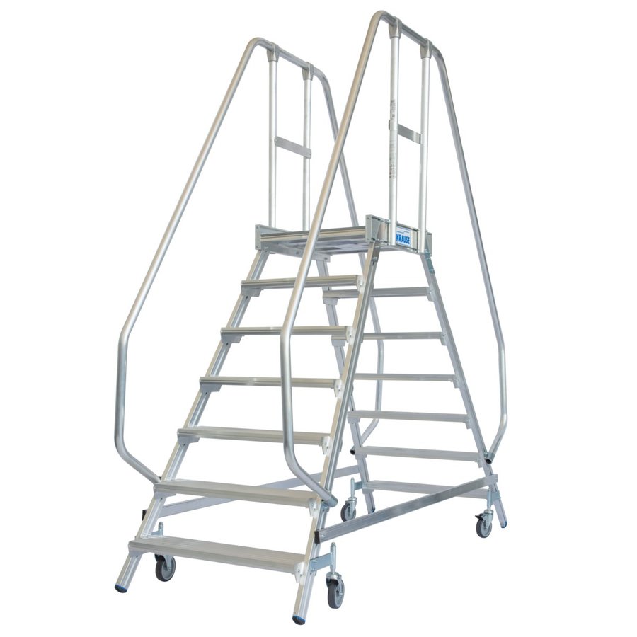 Krause STABILO PodestLeiter fahrbar, beidseitig begehbar 2x7 Stufen