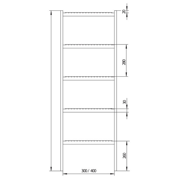 Hailo Professional Schachtleiter LW300mm, Stahl feuerverzinkt 1.0037 0,56 m | 2 Sprossen