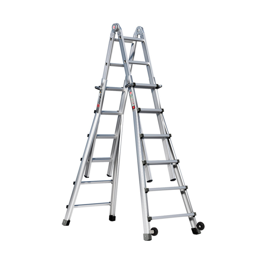 Euroline Alu-Vario-Klappleiter mit Rollen (Montagesatz) für ein Außenteil Nr. 31621 4x6 Teleskopleiter