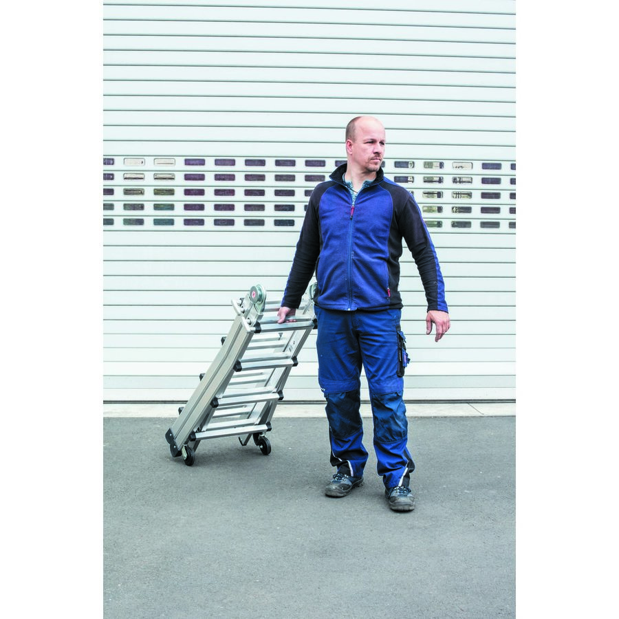 Euroline Alu-Vario-Klappleiter mit Rollen (Montagesatz) für ein Außenteil Nr. 31621 4x3 Teleskopleiter