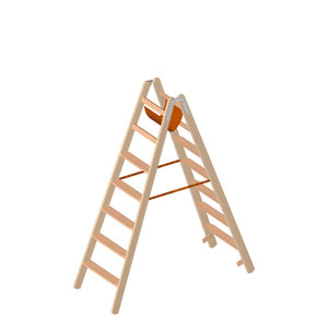 Layher Holzstehleiter mit 80mm breiten Stufen, beidseitig begehbar