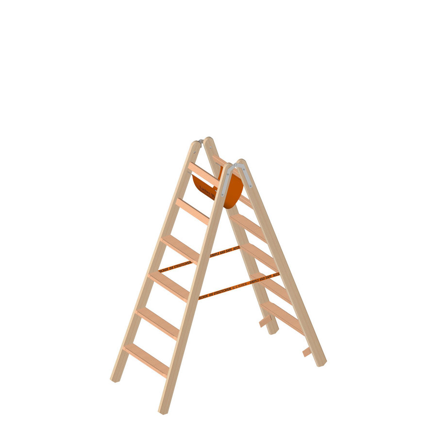 Layher Holzstehleiter mit 80mm breiten Stufen, beidseitig begehbar 6 Stufen / Länge 1,62 m