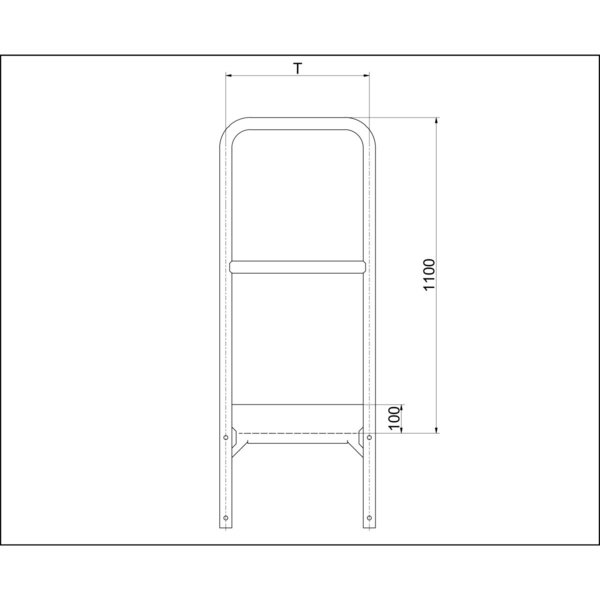 Hailo Professional Attika-Überstieg für Holm 72x25mm, Stahl verzinkt 1.0037 Tiefe 1200 mm