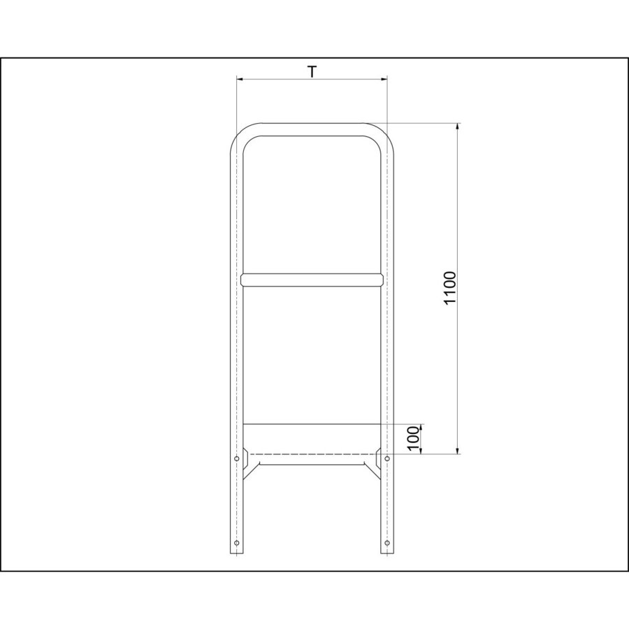Hailo Professional Attika-Überstieg für Holm 72x25mm, Stahl verzinkt 1.0037 Tiefe 1200 mm