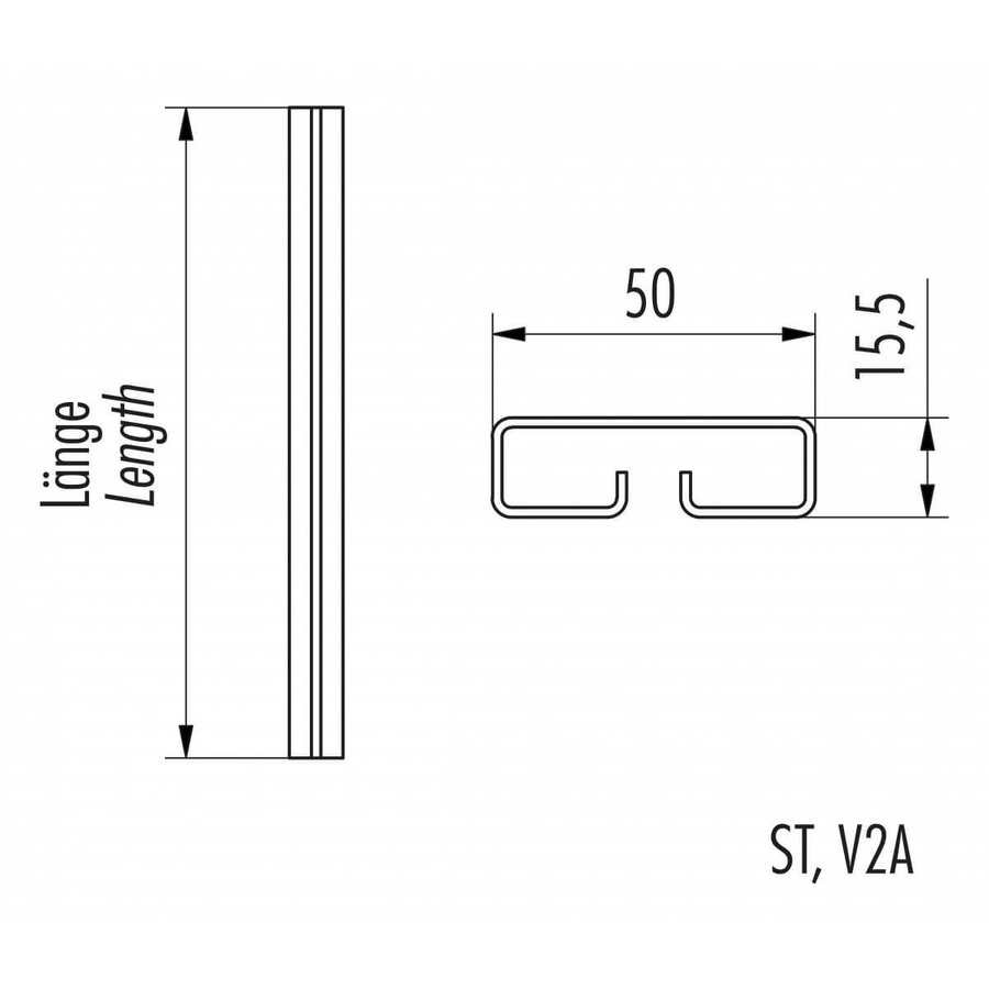 Hailo Professional Rückenschutz-Senkrechtstab, Stahl verzinkt 1.0037 L=1450 mm