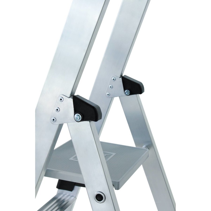 Günzburger Steigtechnik Stufen-Stehleiter einseitig begehbar mit relax step® und Rollen 4 Stufen