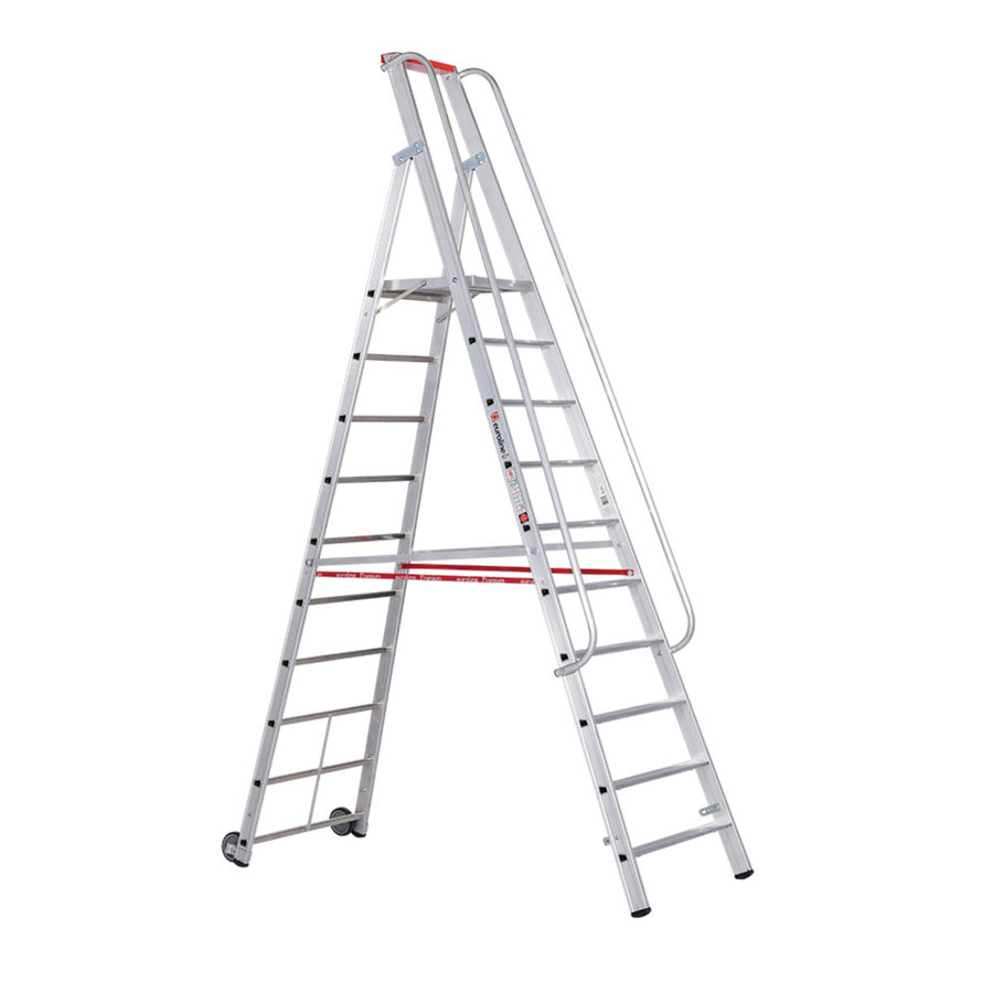 Euroline Alu-Stufenstehleiter mit großer Standplattform (Rutschhemmung R13) Nr. 32677 1x10