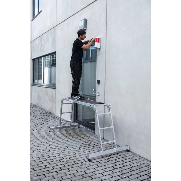 Günzburger Steigtechnik Vielzweckleiter 4-teilig mit nivello®-Traverse 4x2 Sprossen