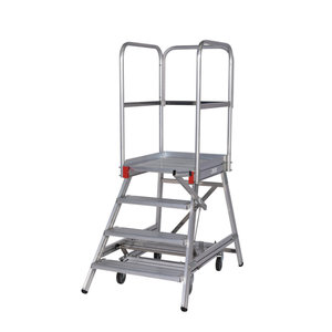 Euroline Mobile Podesttreppe / Podestleiter einseitig begehbar mit Zentralfeststellung* Nr. 51503