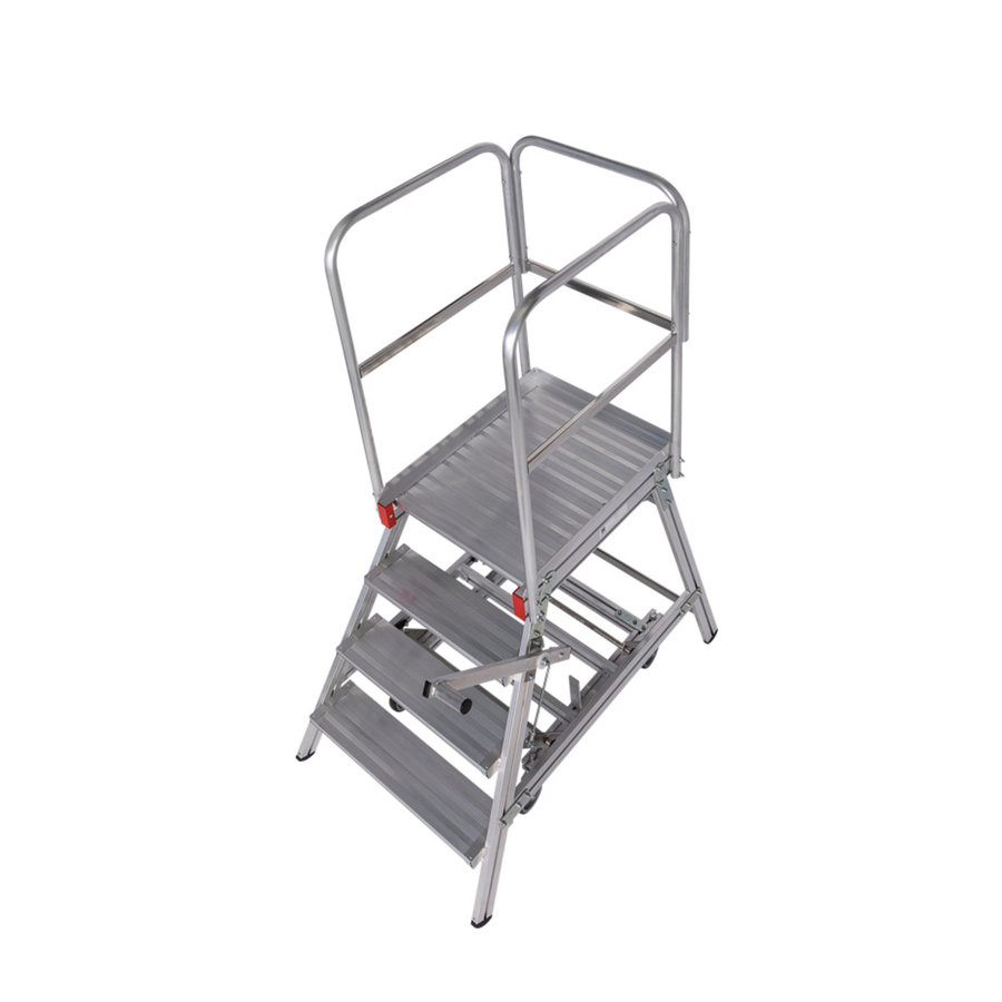 Euroline Mobile Podesttreppe / Podestleiter einseitig begehbar mit Zentralfeststellung* Nr. 51503 4 Stufen