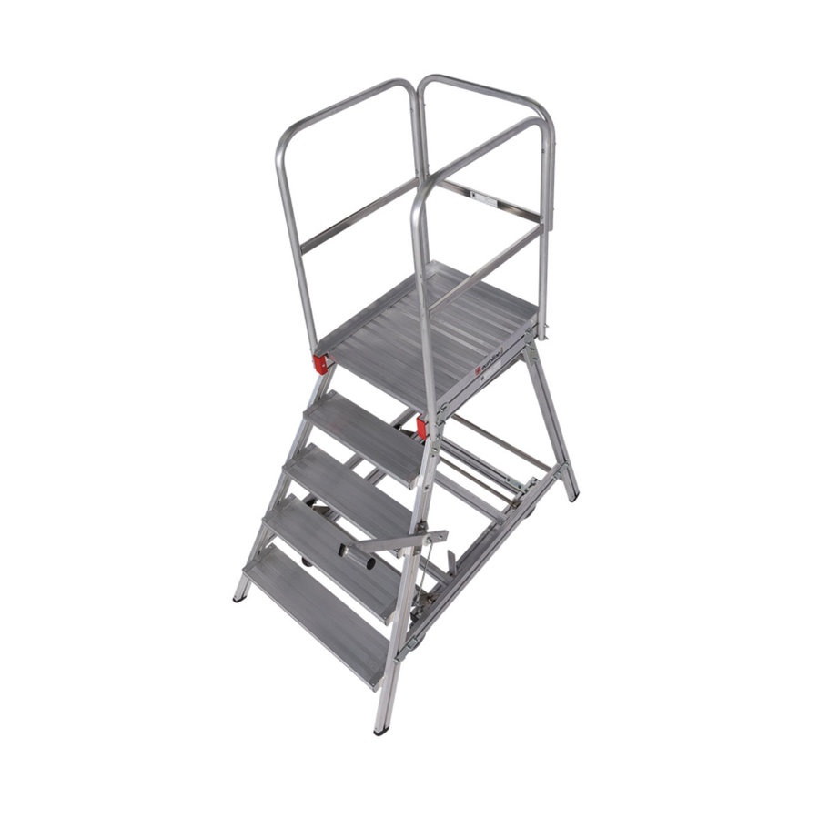 Euroline Mobile Podesttreppe / Podestleiter einseitig begehbar mit Zentralfeststellung* Nr. 51503 5 Stufen