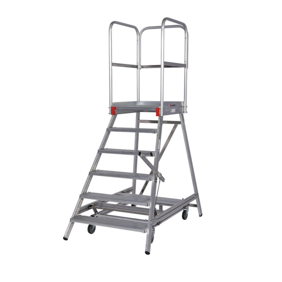 Euroline Mobile Podesttreppe / Podestleiter einseitig begehbar mit Zentralfeststellung* Nr. 51503 6 Stufen