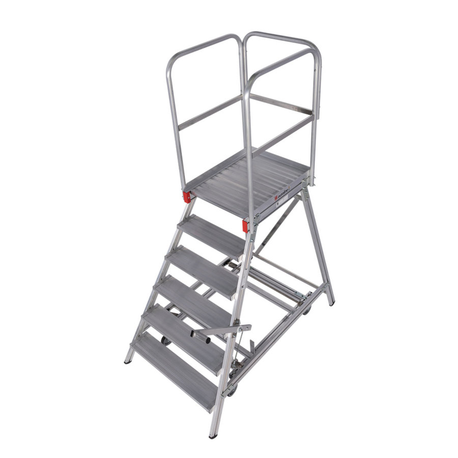 Euroline Mobile Podesttreppe / Podestleiter einseitig begehbar mit Zentralfeststellung* Nr. 51503 6 Stufen