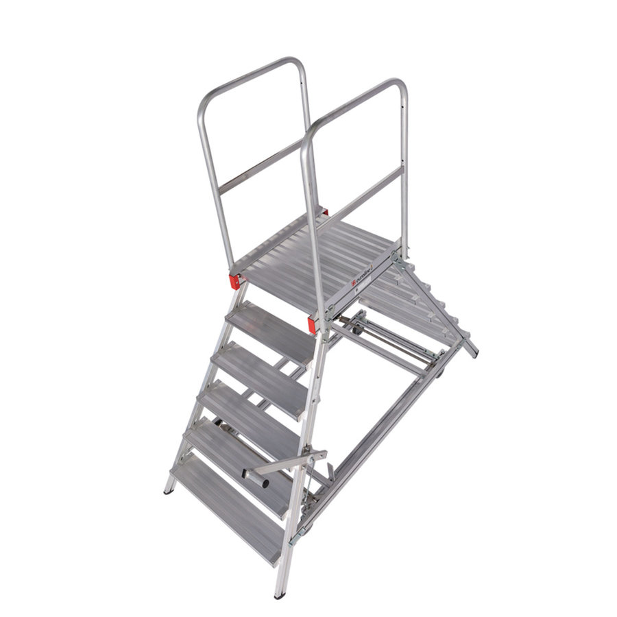 Euroline Mobile Podesttreppe / Podestleiter zweiseitig begehbar mit Zentralfeststellung* Nr. 51603 2x6 Stufen