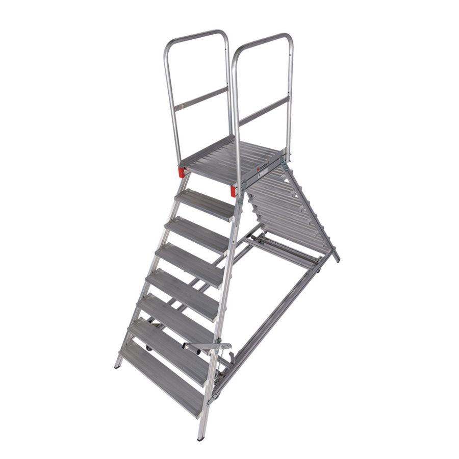 Euroline Mobile Podesttreppe / Podestleiter zweiseitig begehbar mit Zentralfeststellung* Nr. 51603 2x8 Stufen