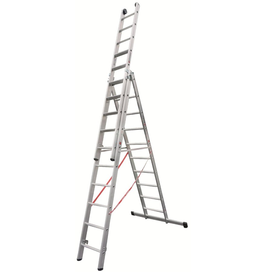 Euroline Alu-Stufen-Mehrzweckleiter 3-teilig 3x10 mit Stufen-Aufsteckteil Vielzweckleiter