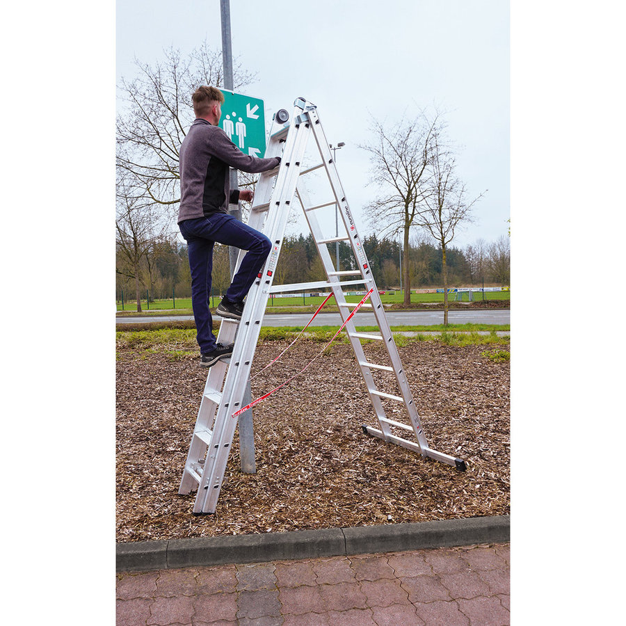 Euroline Alu-Stufen-Mehrzweckleiter 3-teilig 3x12 mit Stufen-Aufsteckteil Vielzweckleiter