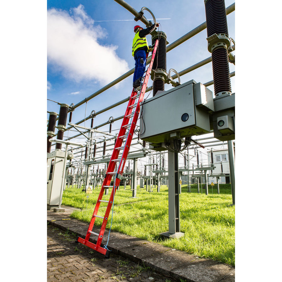 Krause Kunststoff-Schiebe-SeilzugLeiter Starkstrom 2x14 Sprossen