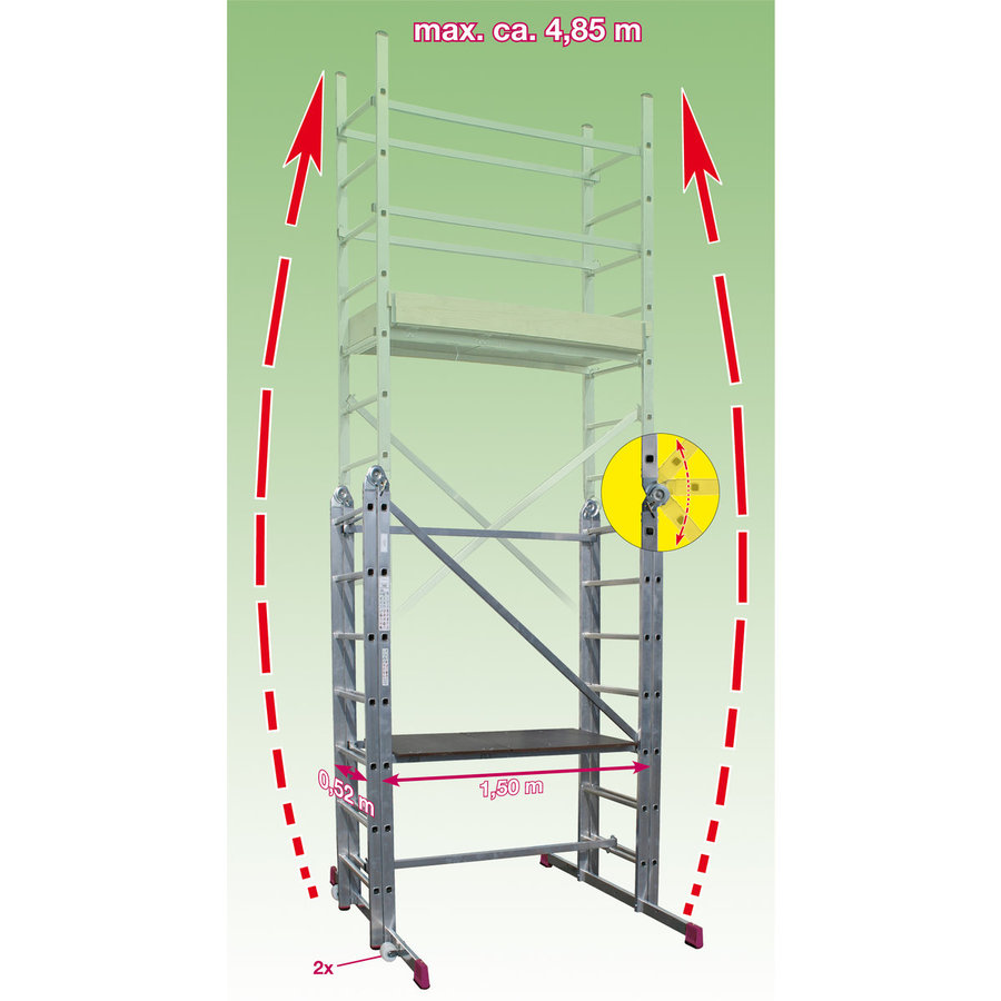 Krause CORDA Gelenk-Gerüst Gerüst-Leitern-System, Max. Arbeitshöhe ca. 4,85 m