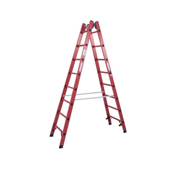 Krause Vollkunststoff-Sprossen-DoppelLeiter 2x8 Sprossen