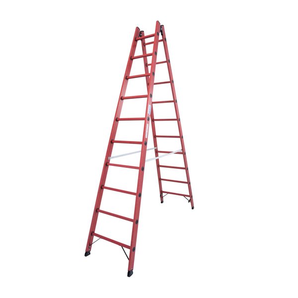 Krause Vollkunststoff-Sprossen-DoppelLeiter 2x10 Sprossen