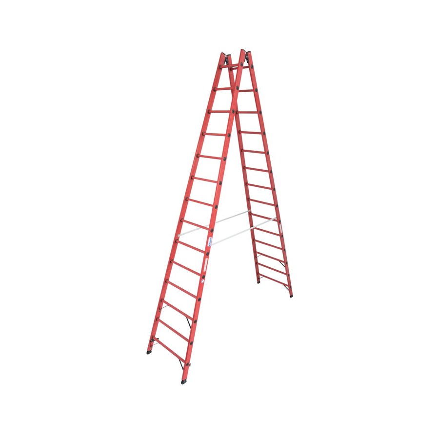 Krause Vollkunststoff-Sprossen-DoppelLeiter 2x14 Sprossen