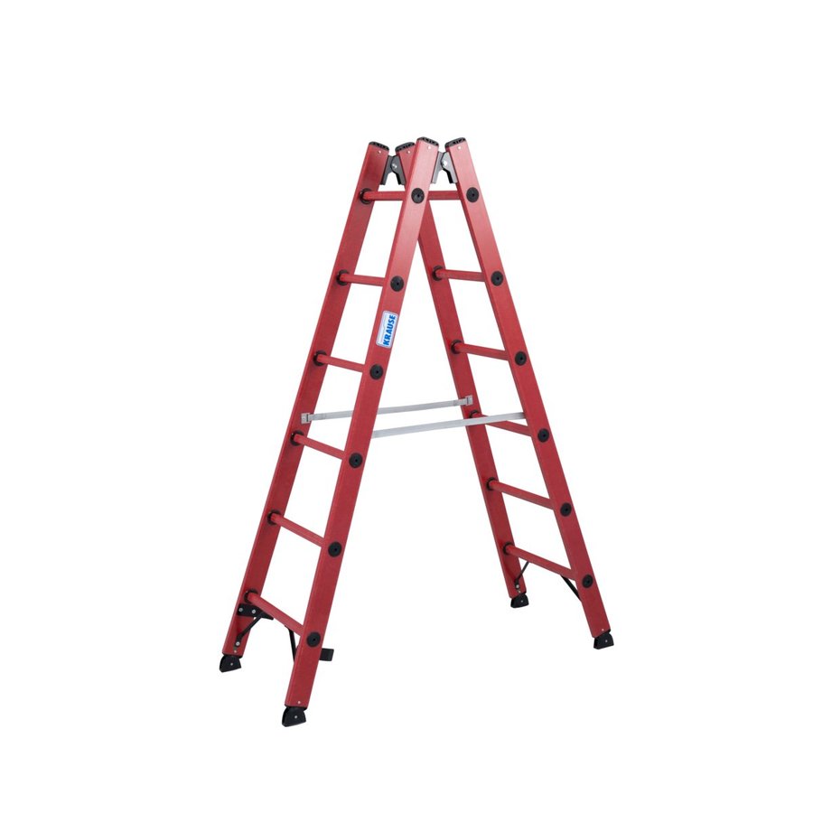 Krause Vollkunststoff-Sprossen-DoppelLeiter 2x6 Sprossen