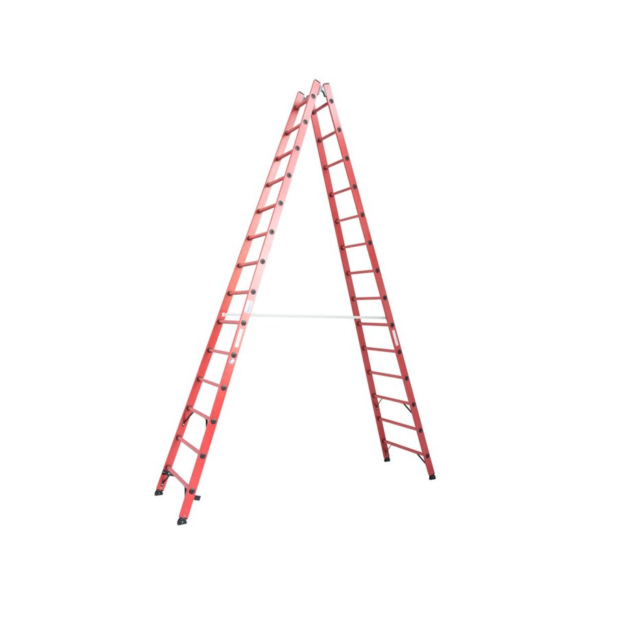 Krause Vollkunststoff-Sprossen-DoppelLeiter 2x14 Sprossen