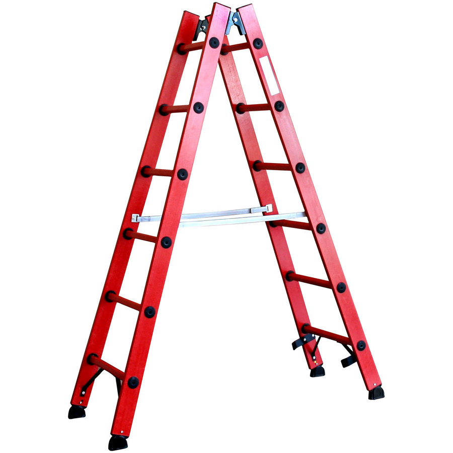 Krause Vollkunststoff-Sprossen-DoppelLeiter 2x6 Sprossen