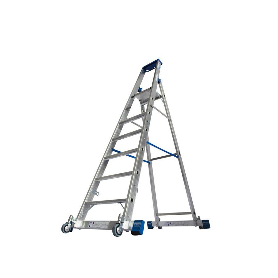Krause STABILO Stufen-StehLeiter, fahrbar mit Traverse 7 Stufen