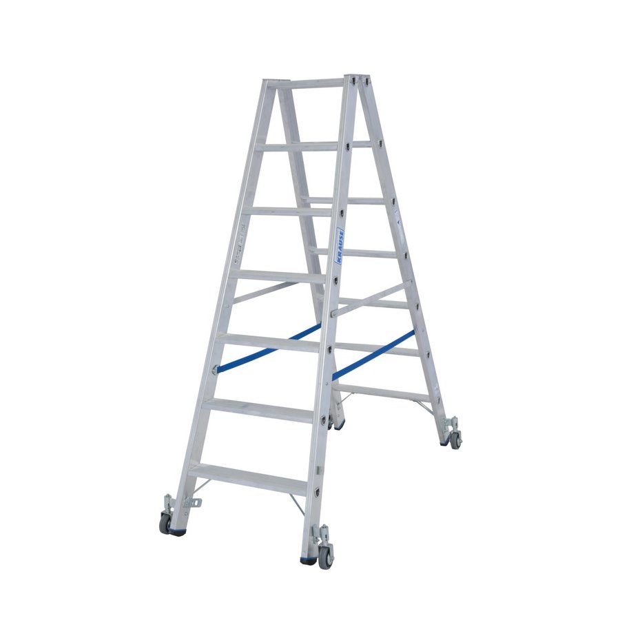 Krause STABILO Stufen-DoppelLeiter fahrbar 2x7 Stufen