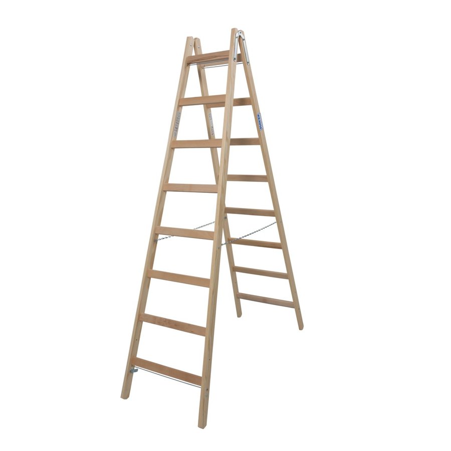 Krause STABILO Sprossen-DoppelLeiter (Holz) 2x8 Sprossen