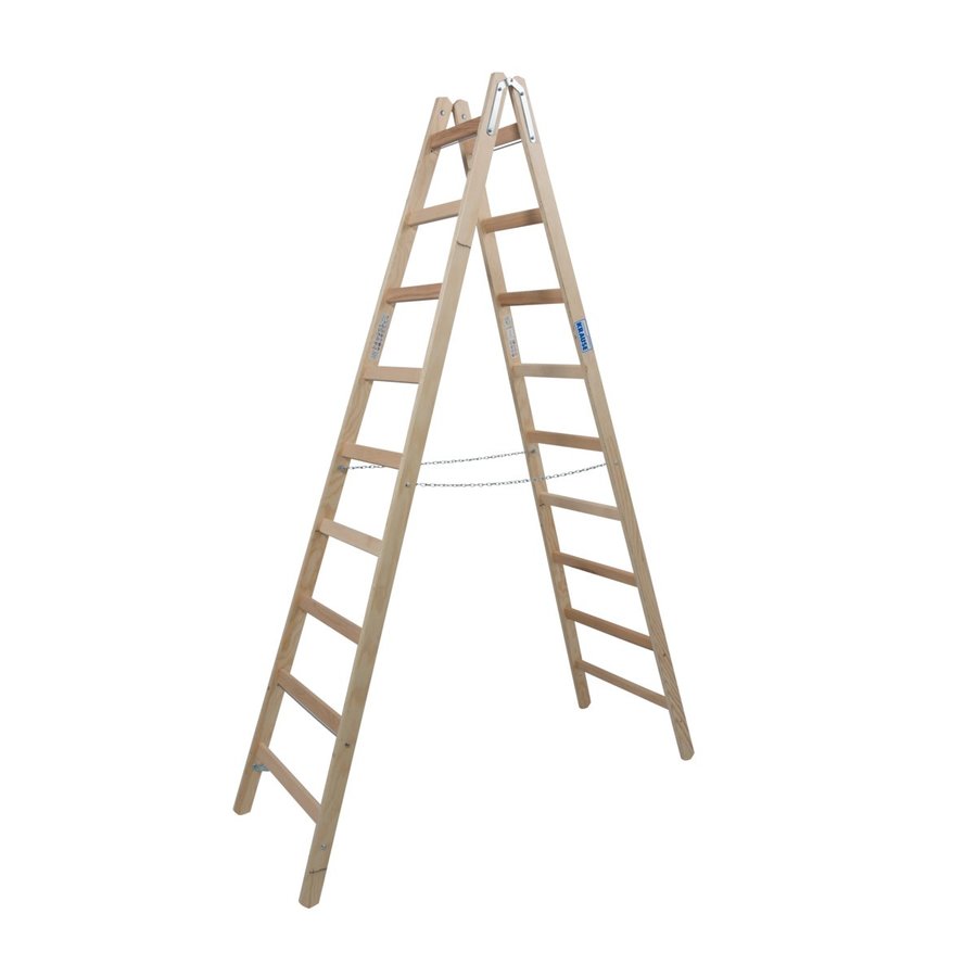 Krause STABILO Sprossen-DoppelLeiter (Holz) 2x9 Sprossen