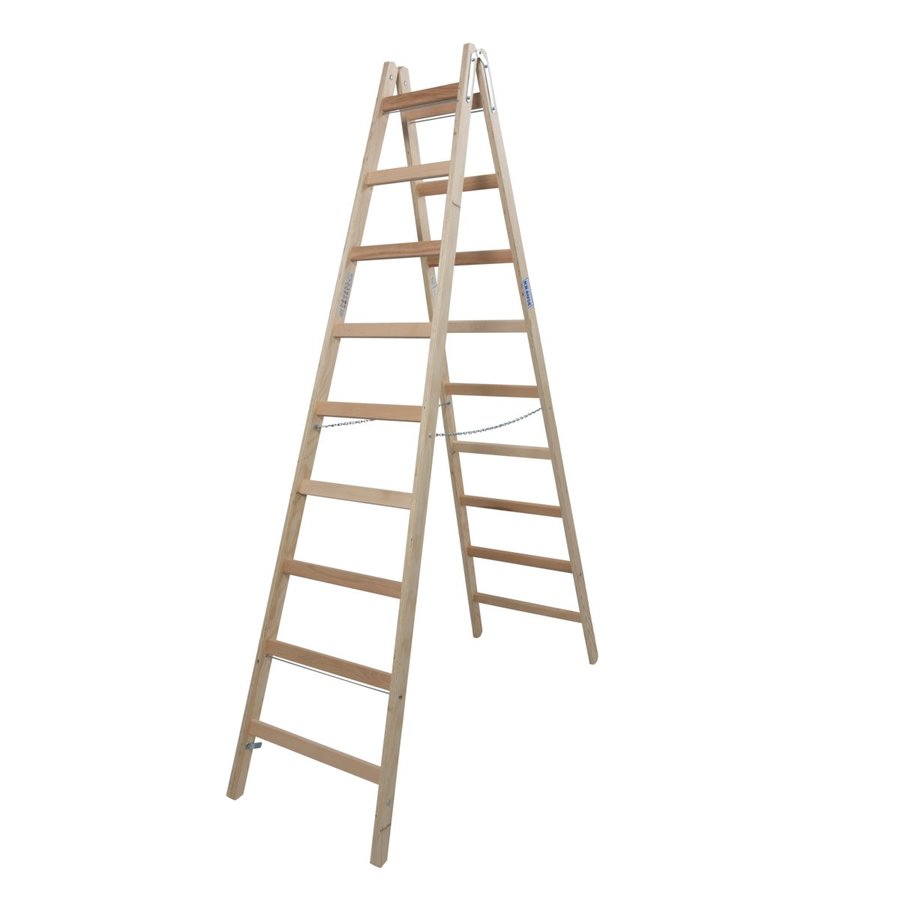 Krause STABILO Sprossen-DoppelLeiter (Holz) 2x9 Sprossen