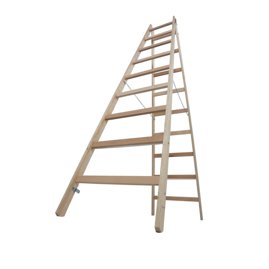 Krause STABILO Sprossen-DoppelLeiter (Holz) 2x9 Sprossen