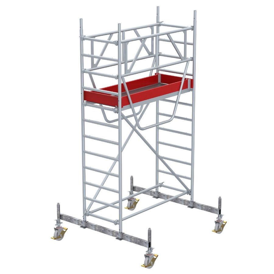 Euroline Gerüsttyp 9521 mit Fahrbalken verschiebbar und Sicherheitsgeländern (Typ 0,75 x 1,80 m) mit Arbeitshöhe bis 4,30 m