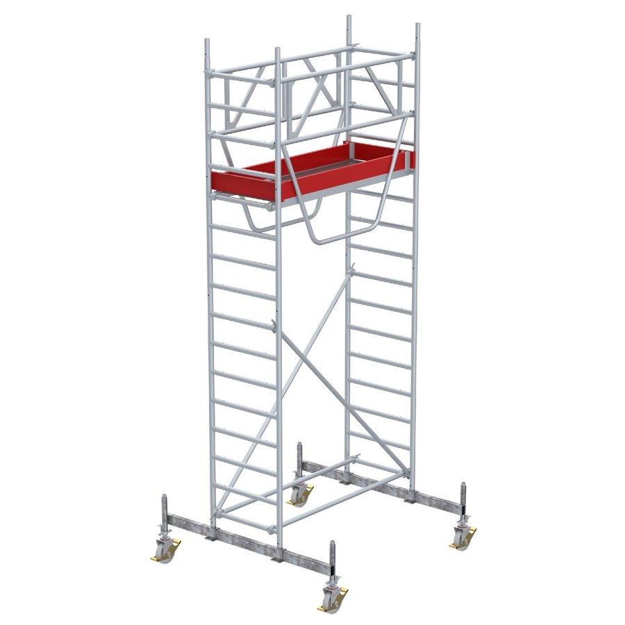 Euroline Gerüsttyp 9521 mit Fahrbalken verschiebbar und Sicherheitsgeländern (Typ 0,75 x 1,80 m) mit Arbeitshöhe bis 5,30 m