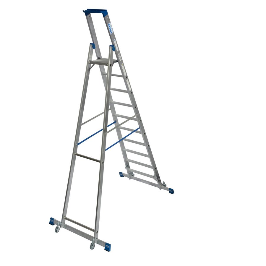 Krause STABILO Stufen-StehLeiter, fahrbar mit Traverse 10 Stufen