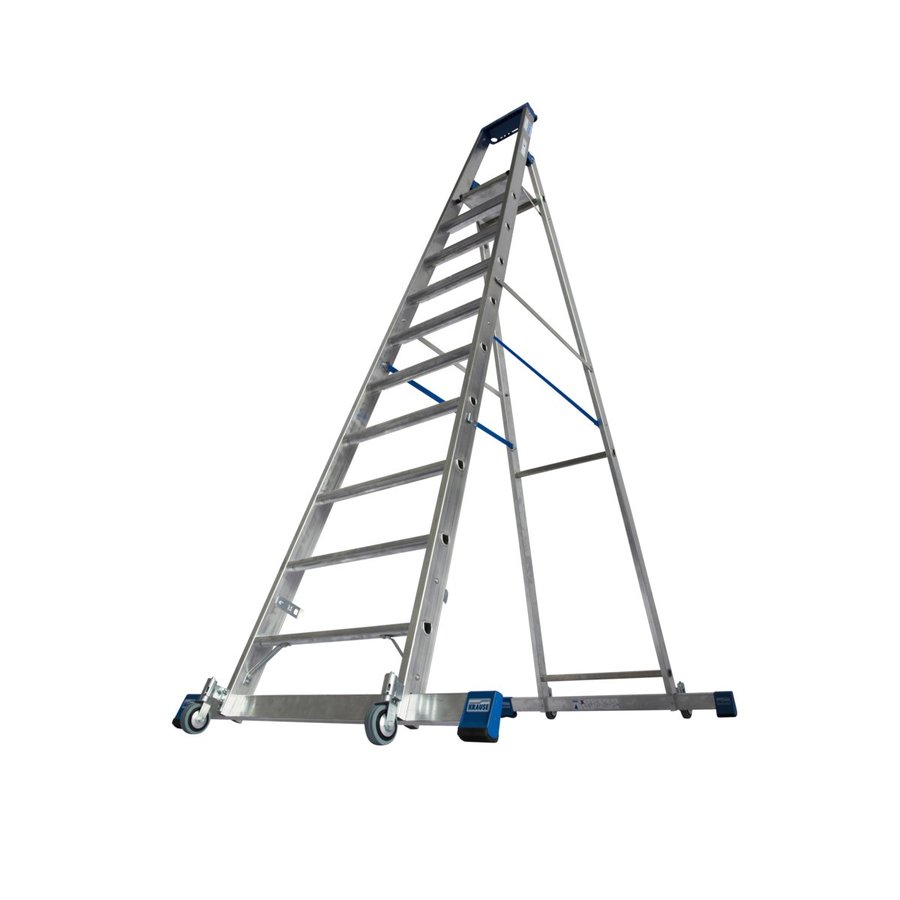 Krause STABILO Stufen-StehLeiter, fahrbar mit Traverse 10 Stufen