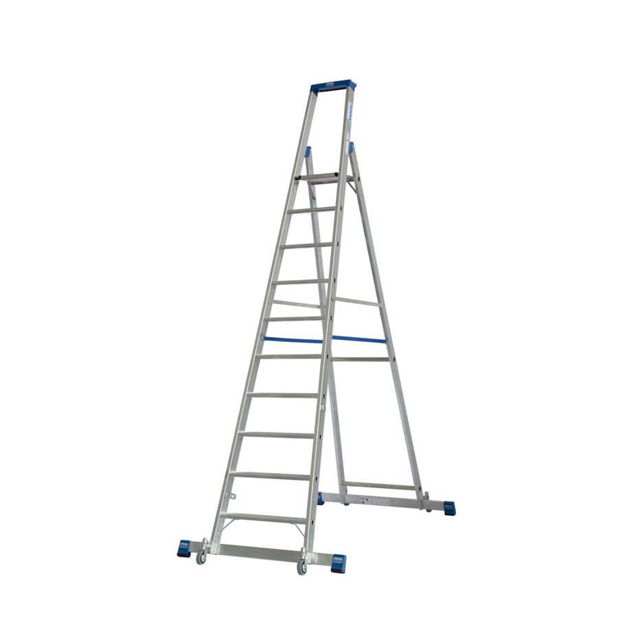 Krause STABILO Stufen-StehLeiter, fahrbar mit Traverse 10 Stufen