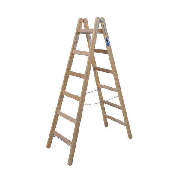 Krause STABILO Sprossen-DoppelLeiter (Holz) 2x6 Sprossen