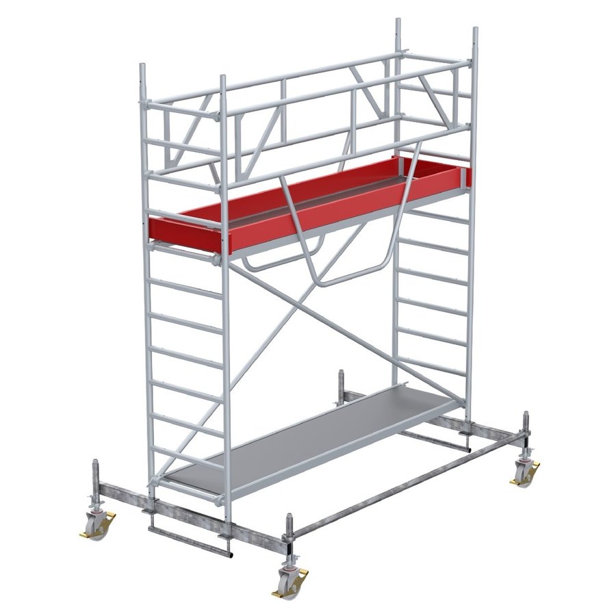 Euroline Gerüsttyp 9513 mit Fahrbalken verschiebbar und Sicherheitsaufbau  (Typ 0,75 x 2,85 m) mit Arbeitshöhe bis 4,50 m