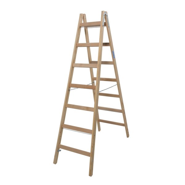 Krause STABILO Sprossen-DoppelLeiter (Holz) 2x7 Sprossen
