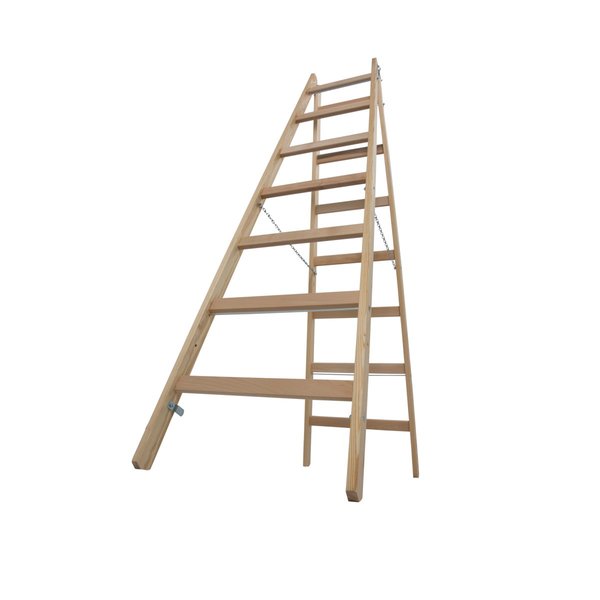 Krause STABILO Sprossen-DoppelLeiter (Holz) 2x7 Sprossen