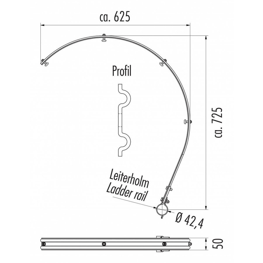 Hailo Professional Rückenschutzbügel, Stahl verzinkt 1.0037 3/4 Bügel | Ø 42,4mm