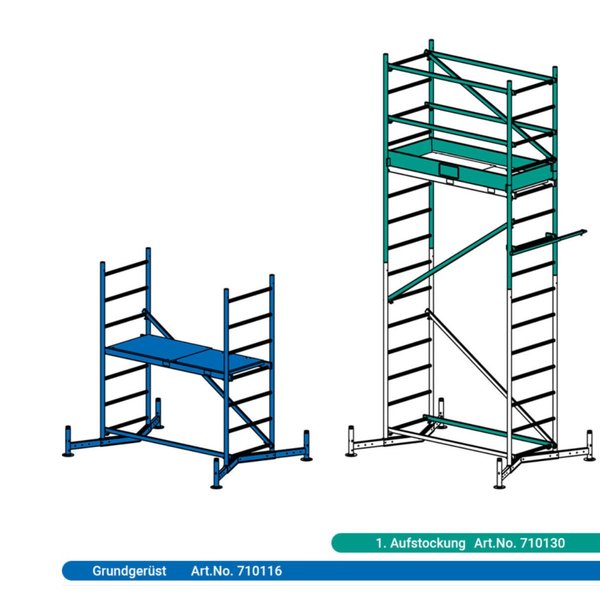 Krause MONTO Climtec Alu-ArbeitsGerüst, Arbeitshöhe ca. 5,00 m 1. Aufstockung - Artikel Nr.710130