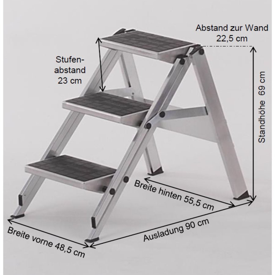 WAKÜ Little Jumbo Sicherheitstreppe mit Kunststoffbelag 3-stufig
